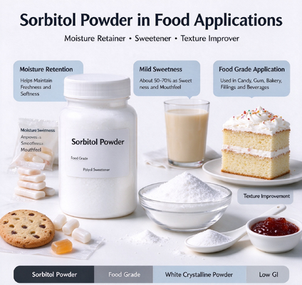 Sorbitol Powder for Sugar-Free Candy, Chewing Gum, Bakery & Oral Care Manufacturers, Bulk Wholesale Food Grade Sugar Alcohol Sweetener Supplier with Humectant & Anti-Crystallizing Function