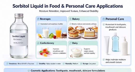 Clear Sorbitol Solution 70% Food Grade for Beverage, E420 CAS 50-70-4, Non-Crystallizing Sweetener, 250kg Drum, Direct from Factory